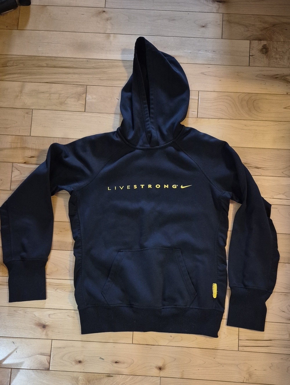 Boys Size 10/12 Nike Black Hoodie with Yellow LIVESTRONG Script